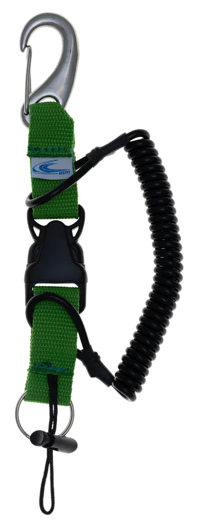 [ACCE05023-YL-BK] MOUSQUETON TIRE-BOUCHON KEVLAR INOX/ANNEAU ESM (JAUNE/NOIR)